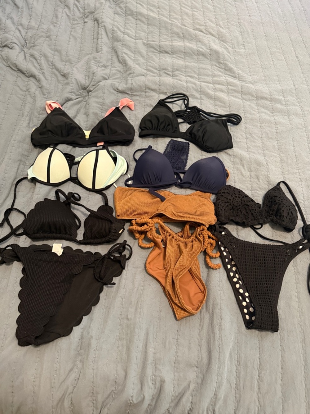 Women’s Swim Bikini Set - Black and Rust Orange
